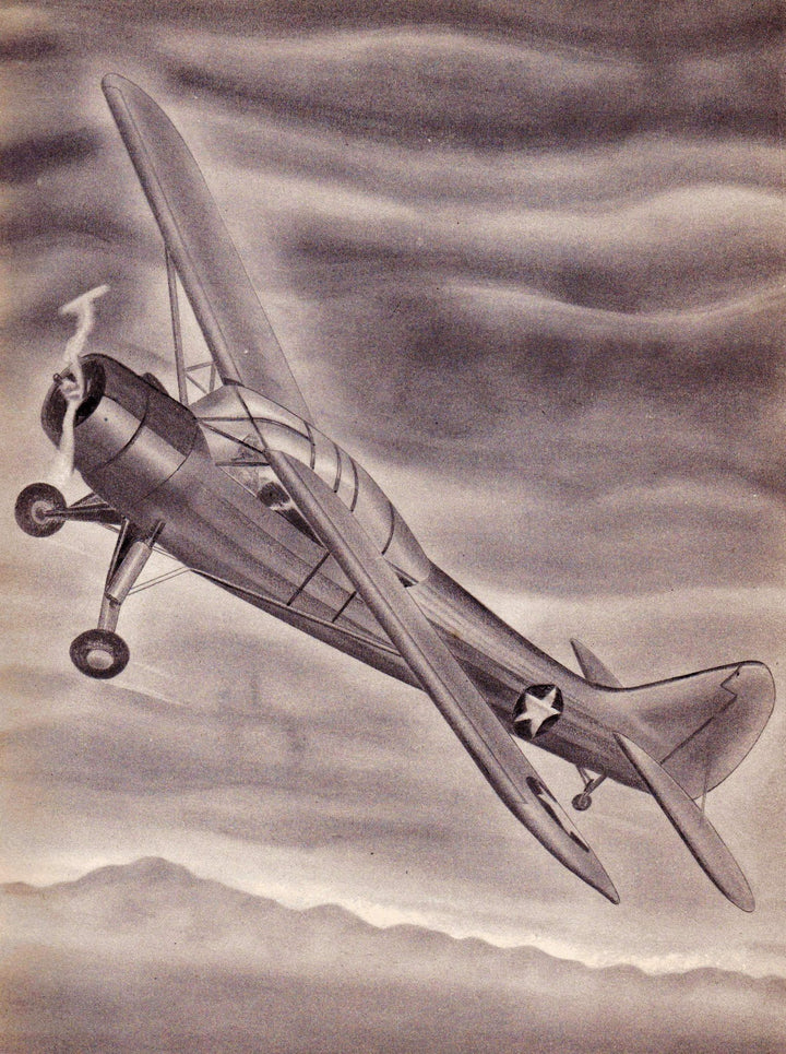 Vultee L-1 Vigilant Recon Plane Military Aircraft Vintage WWII Illustration Print 1944