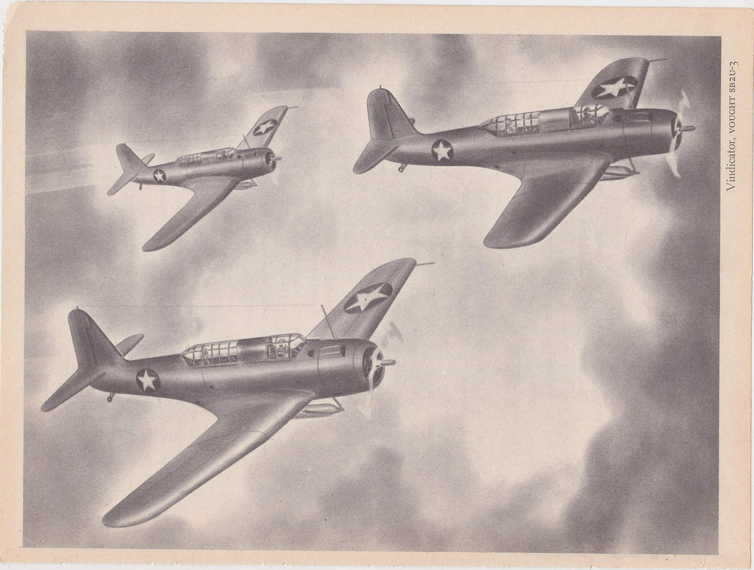 Vought SB2U-3 Vindicator Fighter Planes Military Aircraft Vintage WWII Illustration Print 1944