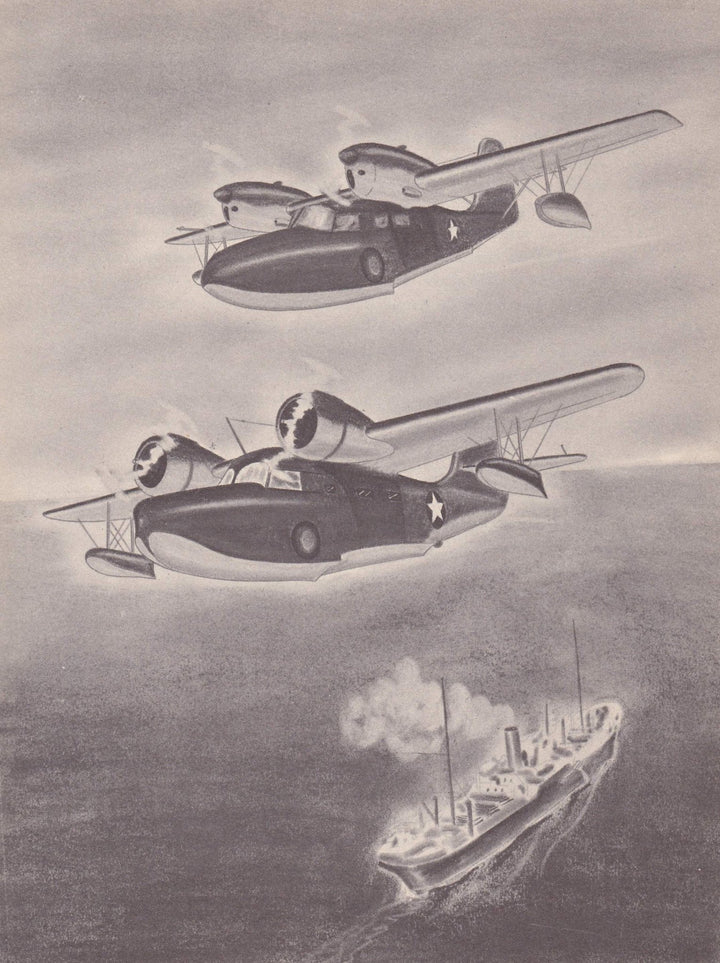 Widgeon & Goose Grumann J4F-1 JRF-3 Sea Planes Military Aircraft Vintage WWII Illustration Print 1944