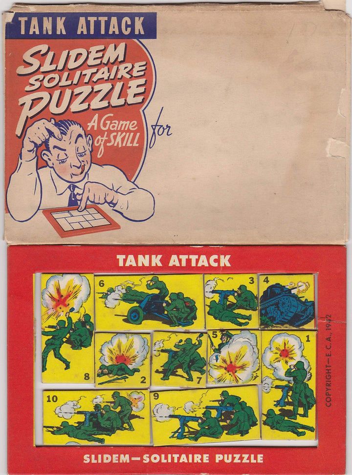 Tank Attack Slidem Vintage Patriotic WWII Graphic Cartoon Solitaire Puzzle Game