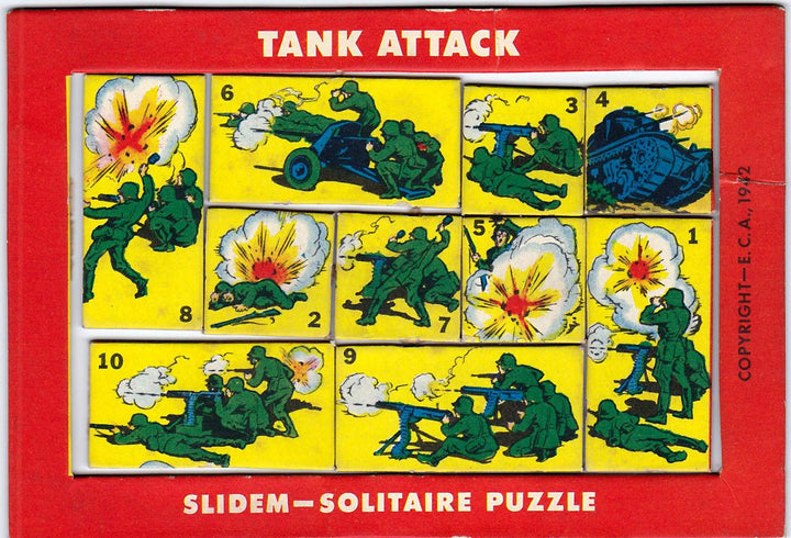 Tank Attack Slidem Vintage Patriotic WWII Graphic Cartoon Solitaire Puzzle Game