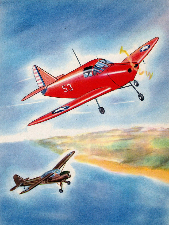 Culver Cadet PQ-8 Prop Planes Military Aircraft Vintage WWII Illustration Print 1944