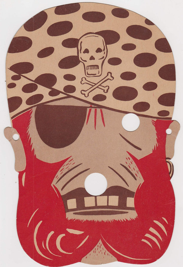 Red Beard the Pirate One-Eyed Willie Swashbuckler Vintage Paper Halloween Mask