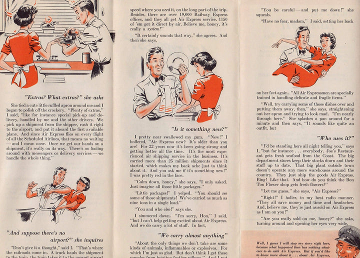 Women's Lib Husband Washing Dishes Vintage Air Express Mail Advertising Brochure