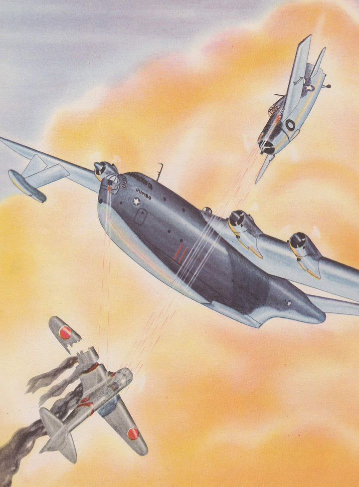 Mars Martin PB2M-1 Jumbo Fighter Plane Vintage WWII Military Aircraft Illustration Print 1944