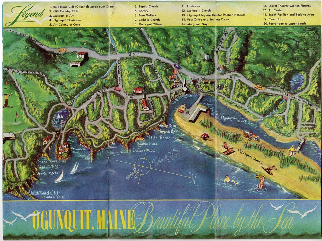Ogunquit Maine Rockbound Coast Vintage Advertising Travel Brochure Poster
