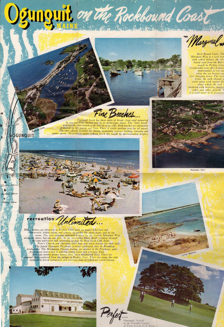 Ogunquit Maine Rockbound Coast Vintage Advertising Travel Brochure Poster