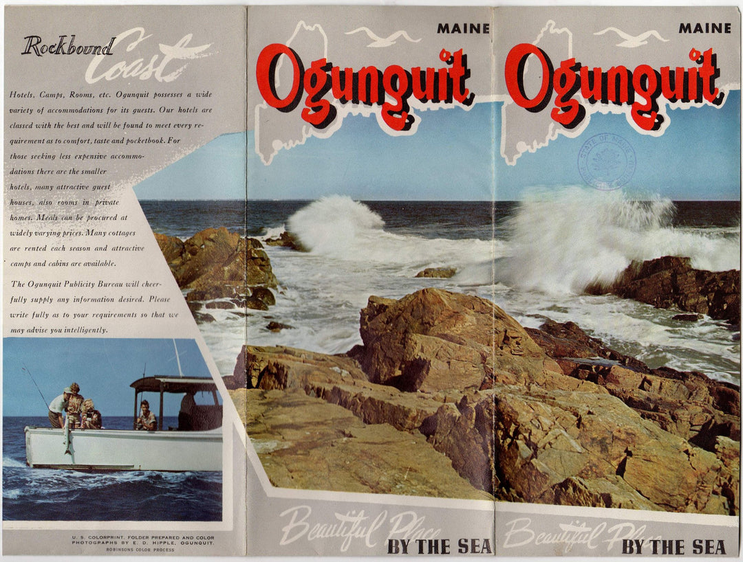 Ogunquit Maine Rockbound Coast Vintage Advertising Travel Brochure Poster