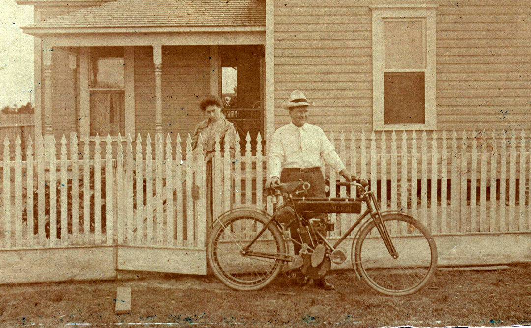 Marsh Motorcycle Brockton MA Rare Vernacular Antique Photo on Board