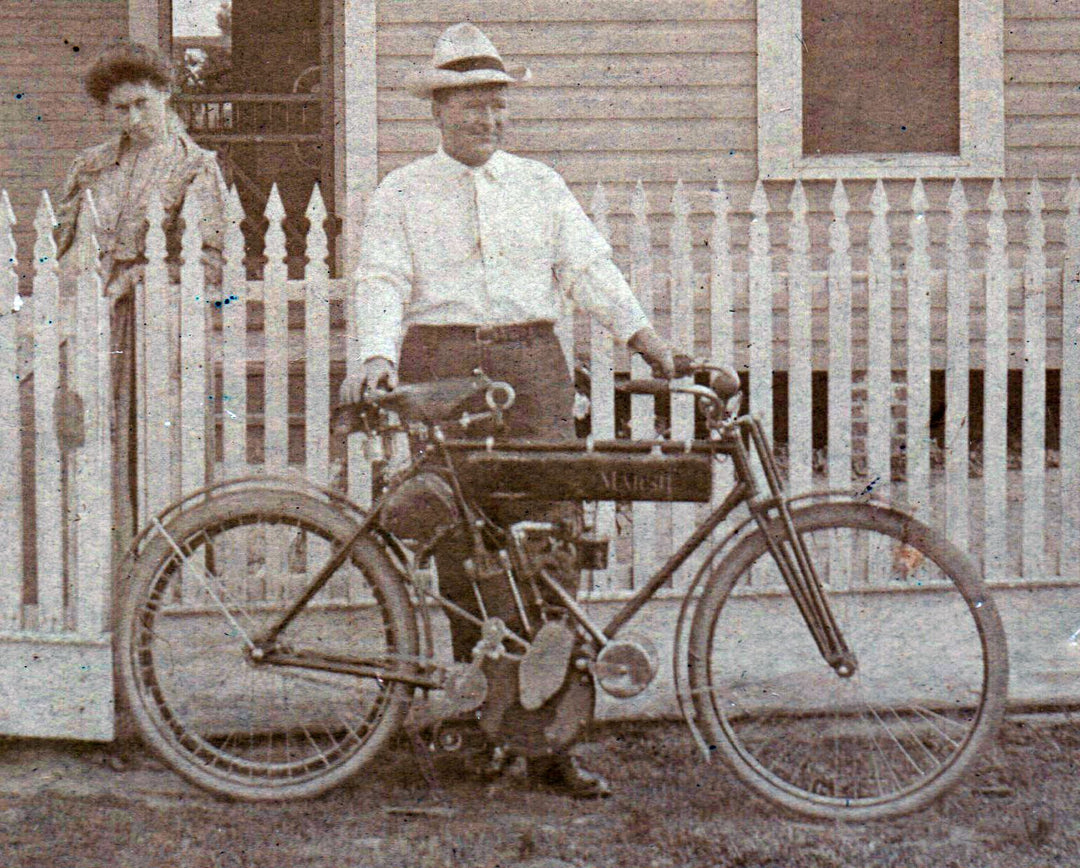 Marsh Motorcycle Brockton MA Rare Vernacular Antique Photo on Board