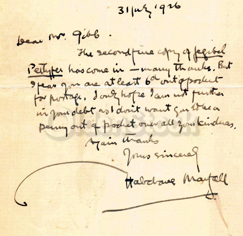 Major Haldane Macfall British Military Officer Art Critic Autograph Signed Note 1926