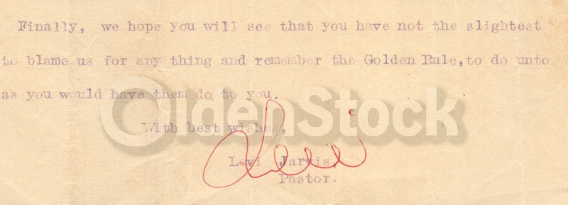 Levi Jarvis Ringgold County Iowa Pioneer Methodist Minister Autograph Signed Letter 1889