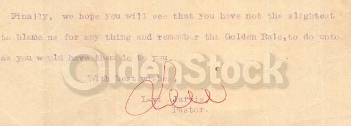 Levi Jarvis Ringgold County Iowa Pioneer Methodist Minister Autograph Signed Letter 1889