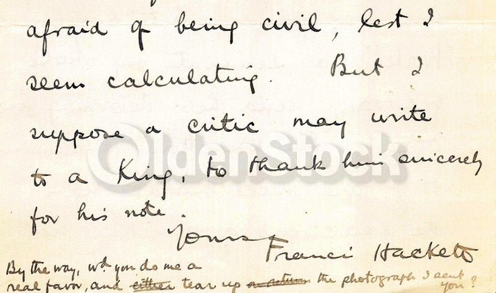 Francis Hackett Chicago Evening Post Autograph Signed Henry James Letter