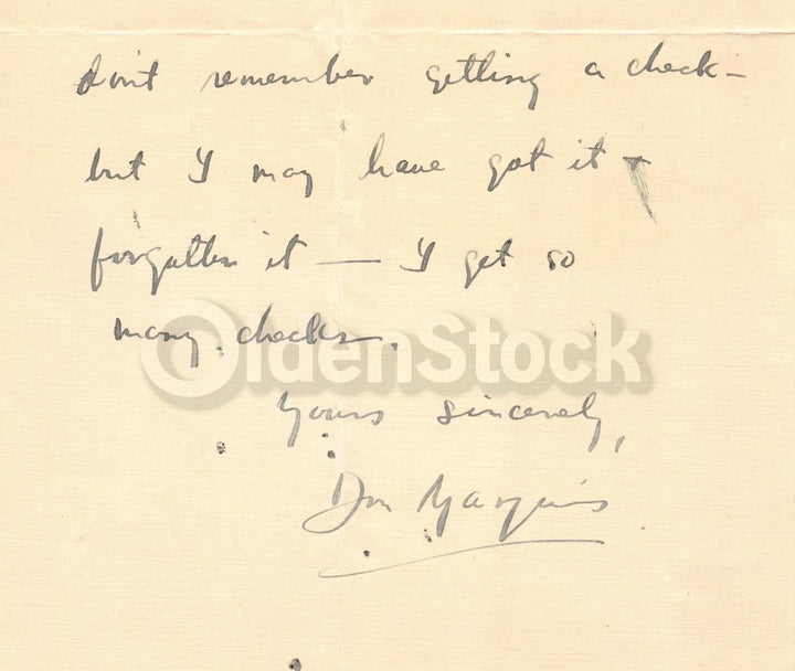 Don Marquis Humorist Journalist Antique Autograph Signed Letter 1924