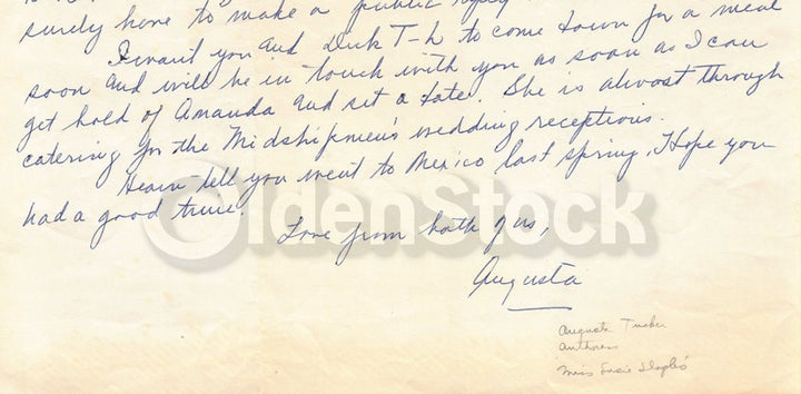 Augusta Tucker Maryland Author Vintage Autograph Signed Letter 1970