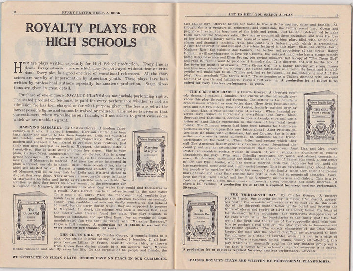 Paine's Plays & Entertainments Antique Theatre Costumes & Props Sales Catalog 1933