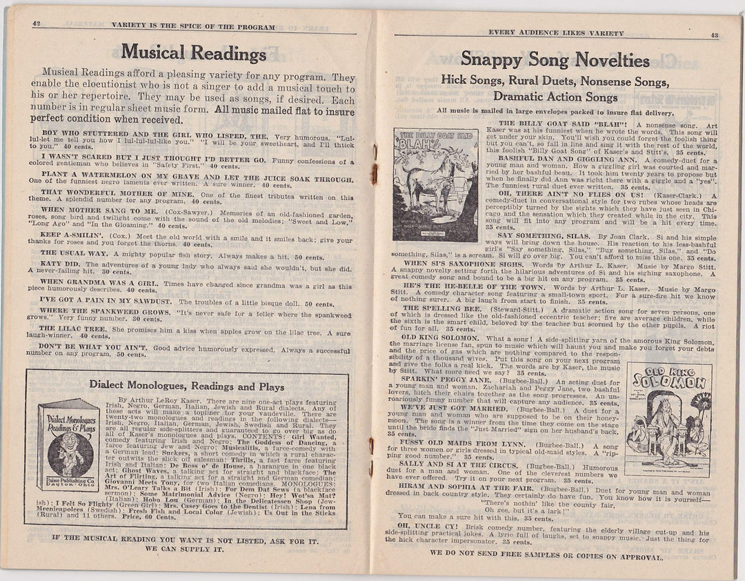 Paine's Plays & Entertainments Antique Theatre Costumes & Props Sales Catalog 1933