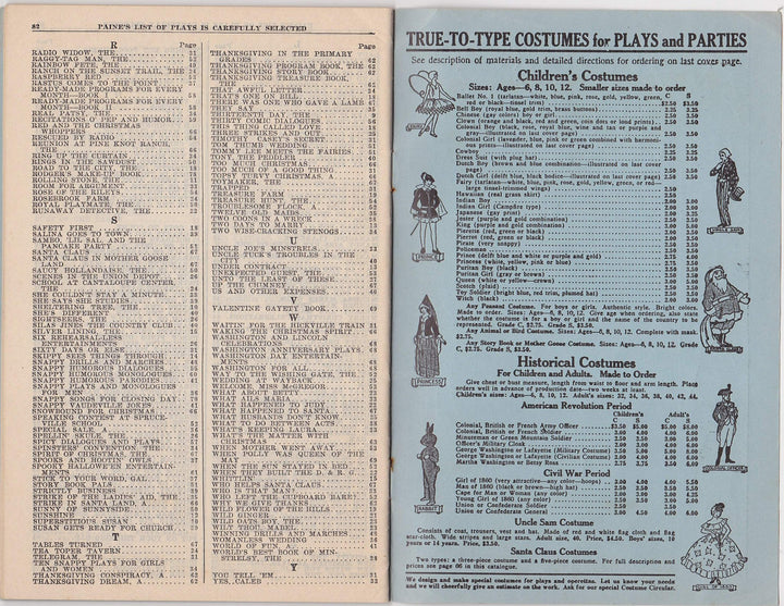 Paine's Plays & Entertainments Antique Theatre Costumes & Props Sales Catalog 1933