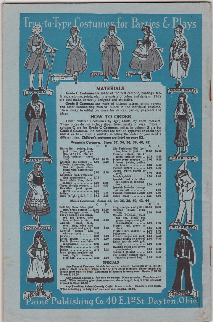 Paine's Plays & Entertainments Antique Theatre Costumes & Props Sales Catalog 1933