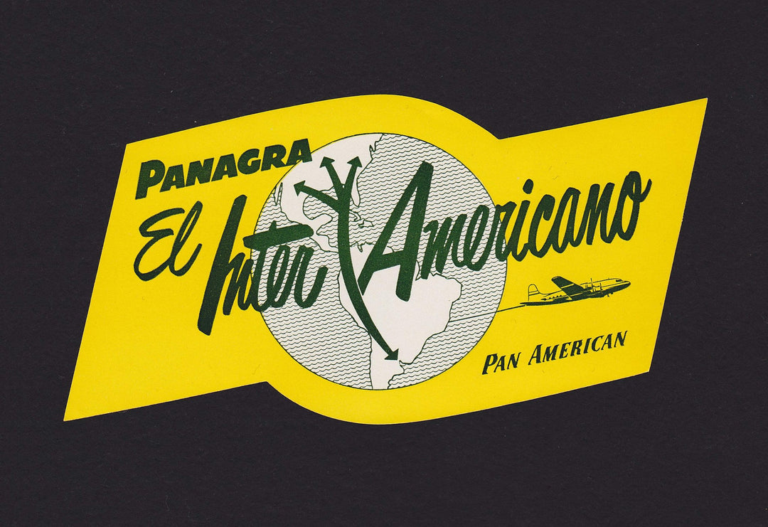 Panagra El Inter-Americano Pan American Airlines Vintage Graphic Advertising Luggage Sticker Decal