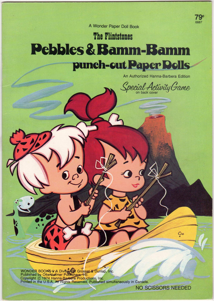 Pebbles & Bamm-Bamm Flintstones Cartoon Vintage Paper Dolls Activity Book