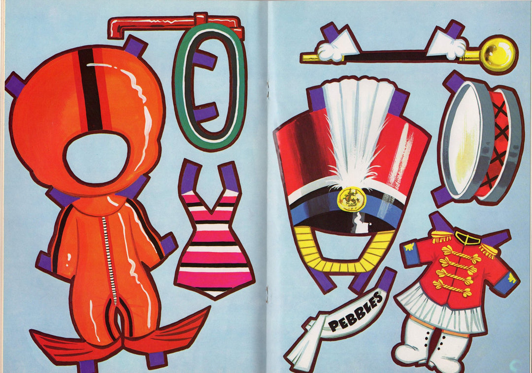 Pebbles & Bamm-Bamm Flintstones Cartoon Vintage Paper Dolls Activity Book