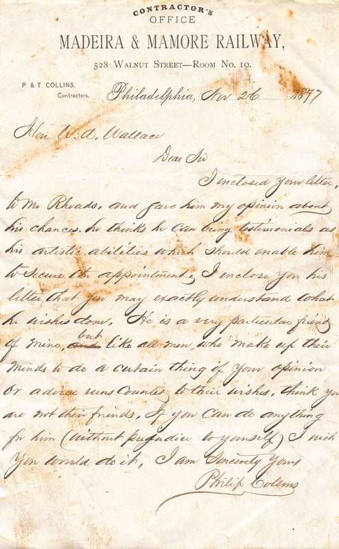 Madeira & Mamore Railway Devil's Railroad Autograph Signed Letterhead 1877