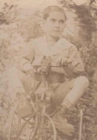 Ethnic Little Boy on Antique Horse Toy Tricycle Bike Antique CDV Photo