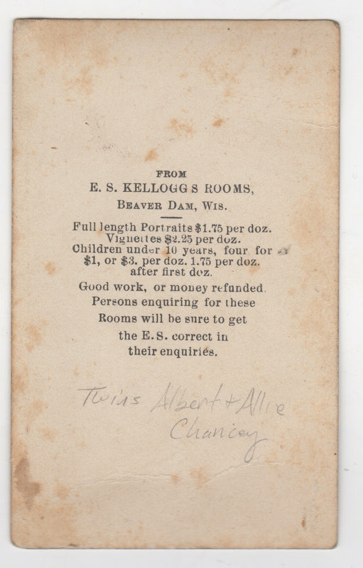 Little Twin Boys Folk Art Carved Wood Rocking Horse ID'd Antique CDV Photo