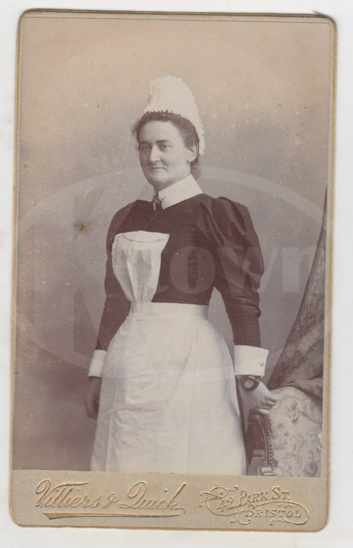 Victorian Maid Servant with Pocket Wrist Watch Antique CVD Photo - Bristol, UK