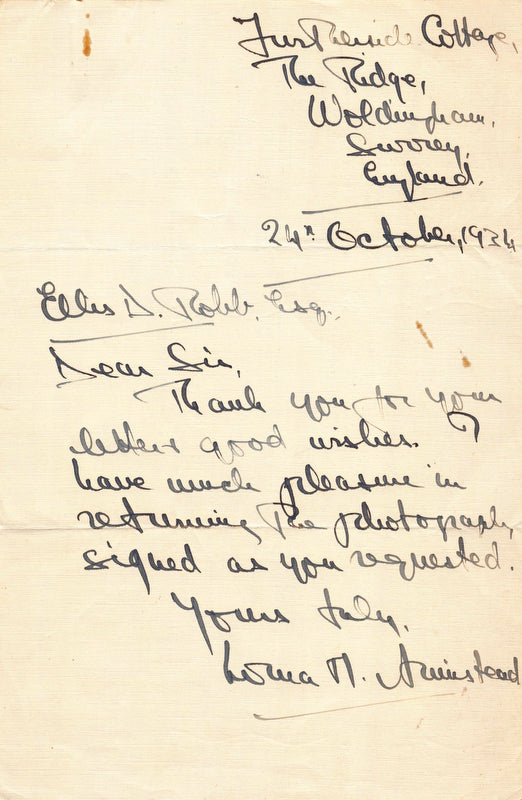 Lorna Margaret Armistead Author Novelist Antique Autograph Signed Letter 1934
