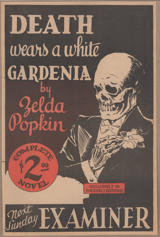 Death Wears a White Gardenia Morbid Mystery Novel Antique Advertising Print 1938