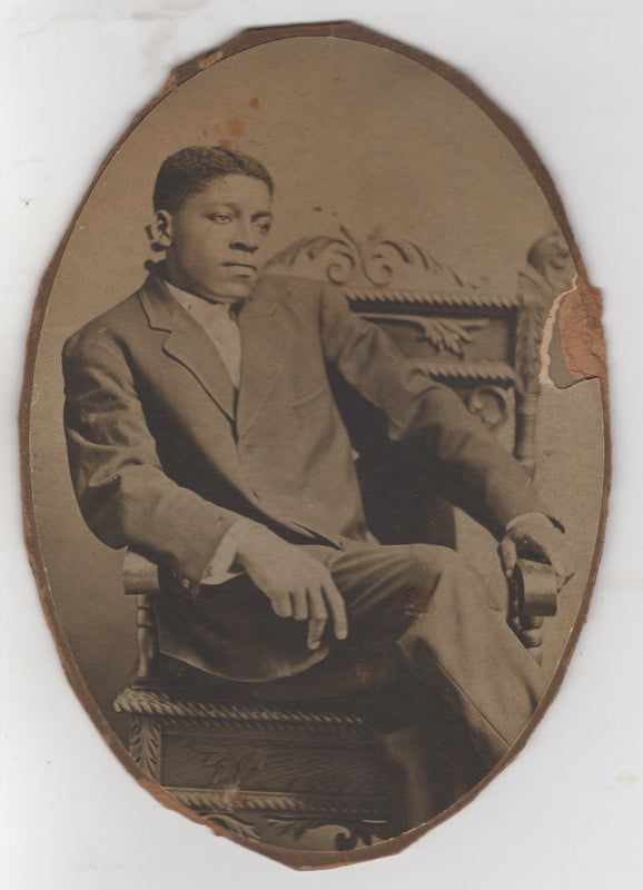 African American Man with Strong Gaze Antique Photo on Board