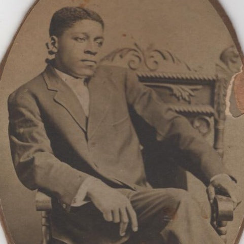 African American Man with Strong Gaze Antique Photo on Board