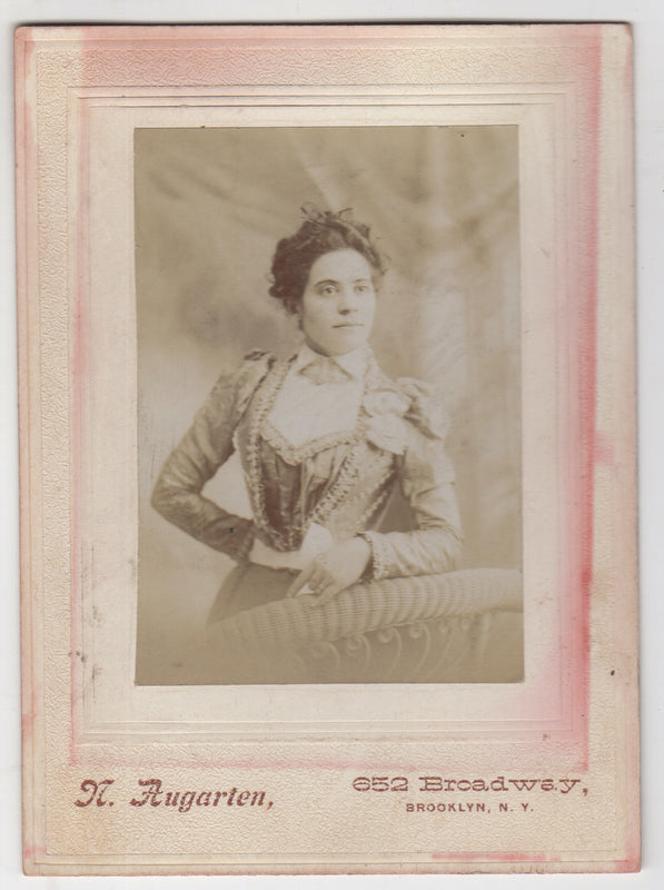 Lovely Ethnic Woman in Fine Dress Broadway NY Antique Cabinet Photo