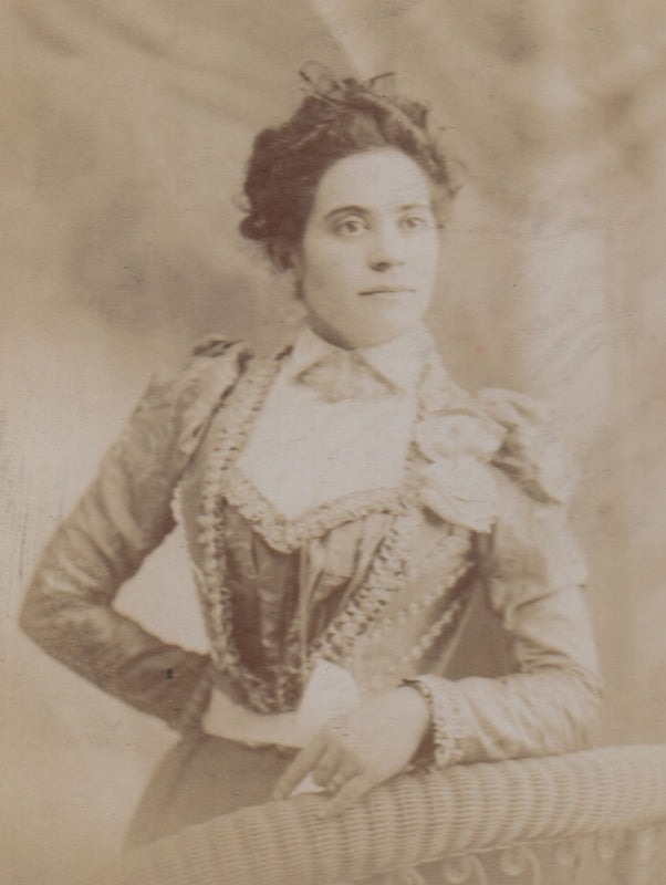 Lovely Ethnic Woman in Fine Dress Broadway NY Antique Cabinet Photo