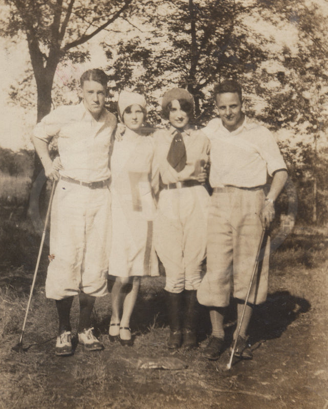Dapper Gents and Flapper Lady Golfers Antique 1910s Snapshot Photos