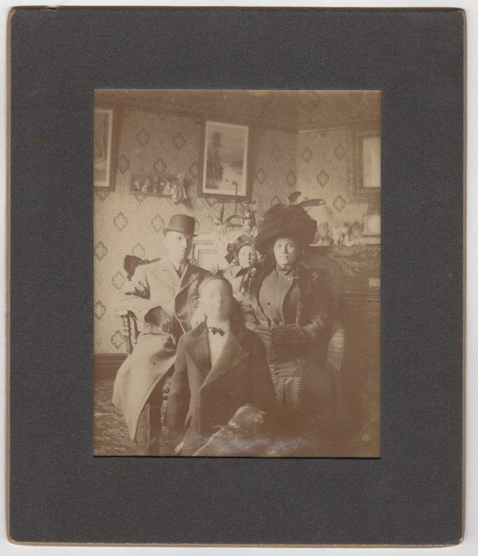 Victorian Faceless Boy and Dog Antique Family Home Interior Photo