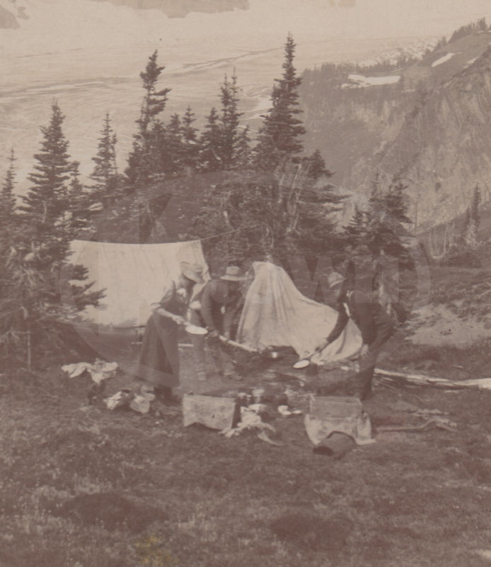 Mount Rainier Glacier Victorian Mountainside Camping Antique Photo