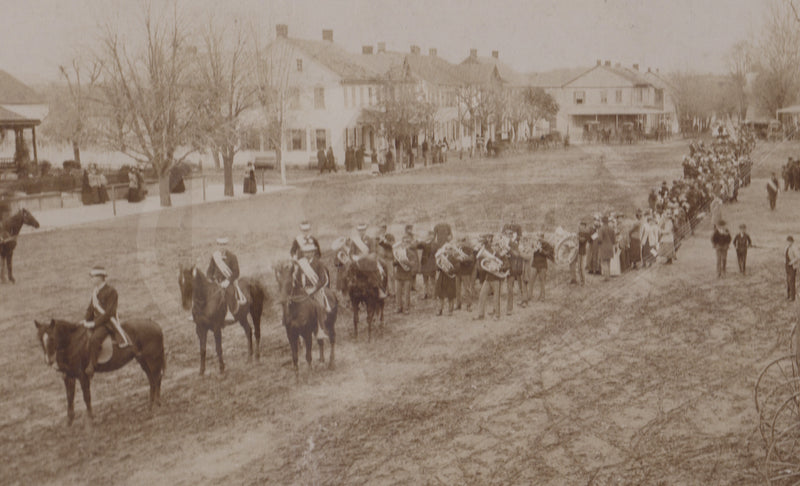 Mount Zion PA Centennial Parade Band Large Street Scene Antique Photo on Board