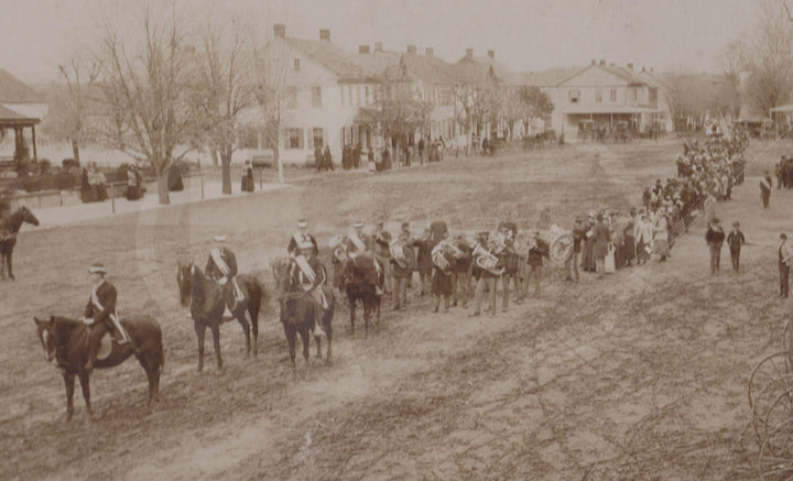 Mount Zion PA Centennial Parade Band Large Street Scene Antique Photo on Board