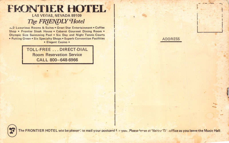 Roy Clark and the Spurrlows Frontier Hotel Las Vegas Advertising Postcard