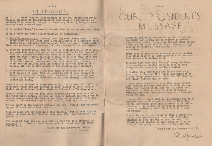 Ed Sproles Fort Worth TX Cattle Ranch Beef Salesmen Baseball Newsletter 1936