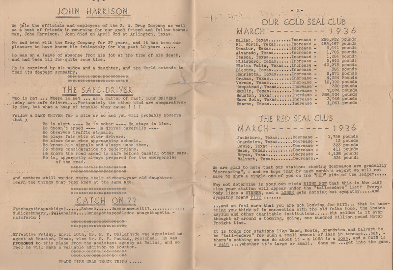 Ed Sproles Fort Worth TX Cattle Ranch Beef Salesmen Baseball Newsletter 1936