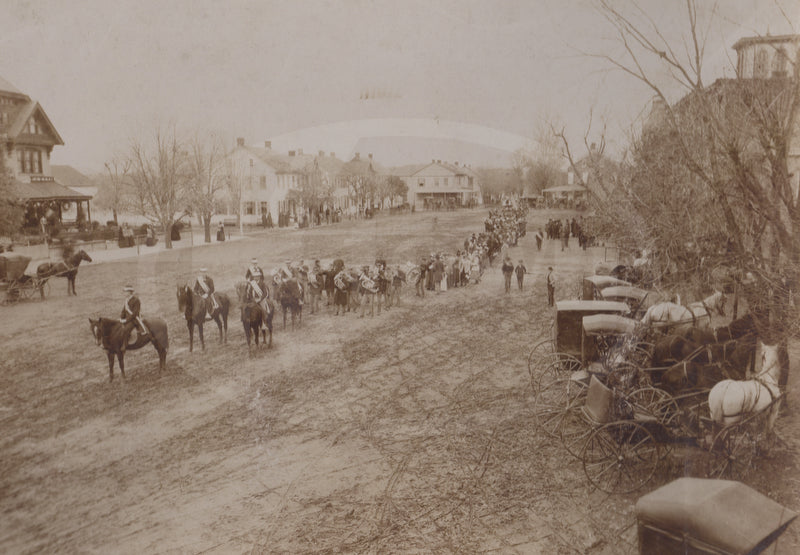Mount Zion PA Centennial Parade Band Large Street Scene Antique Photo on Board