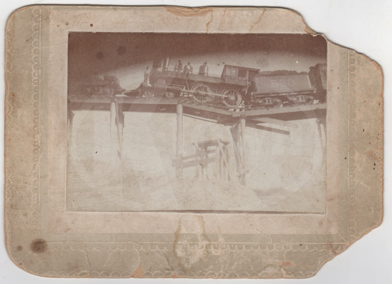 Ferguson City Missouri Railroad Train Bridge Collapse Antique Photo on Board