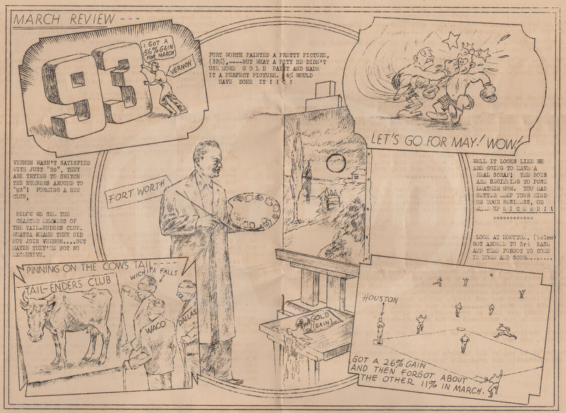 Ed Sproles Fort Worth TX Cattle Ranch Beef Salesmen Baseball Newsletter 1936