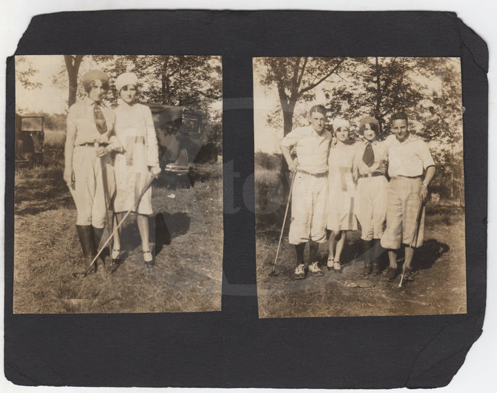 Dapper Gents and Flapper Lady Golfers Antique 1910s Snapshot Photos