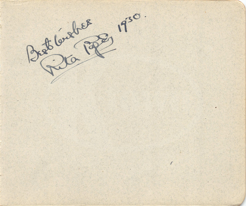 Rita Page British Stage and Movie Actress Original Autograph Signature 1930